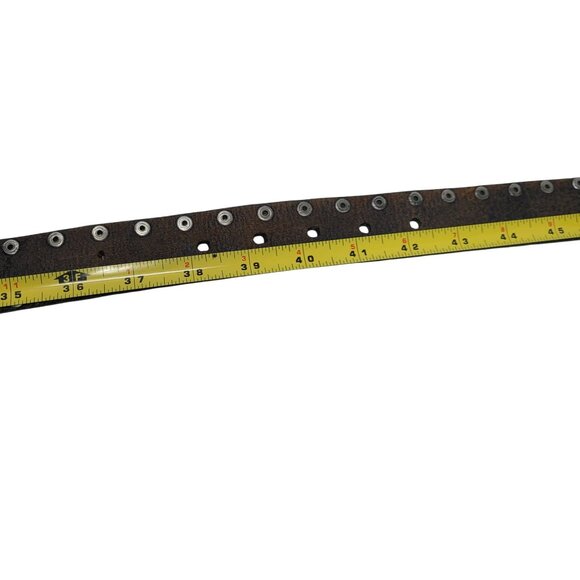 Vtg Kenneth Cole Mens Chocolate Pebble Leather Silver Studded Belt Sz 38 Pirate - Picture 7 of 15